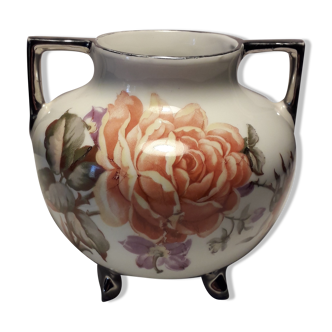 Small old vase with handles in Limoges porcelain.