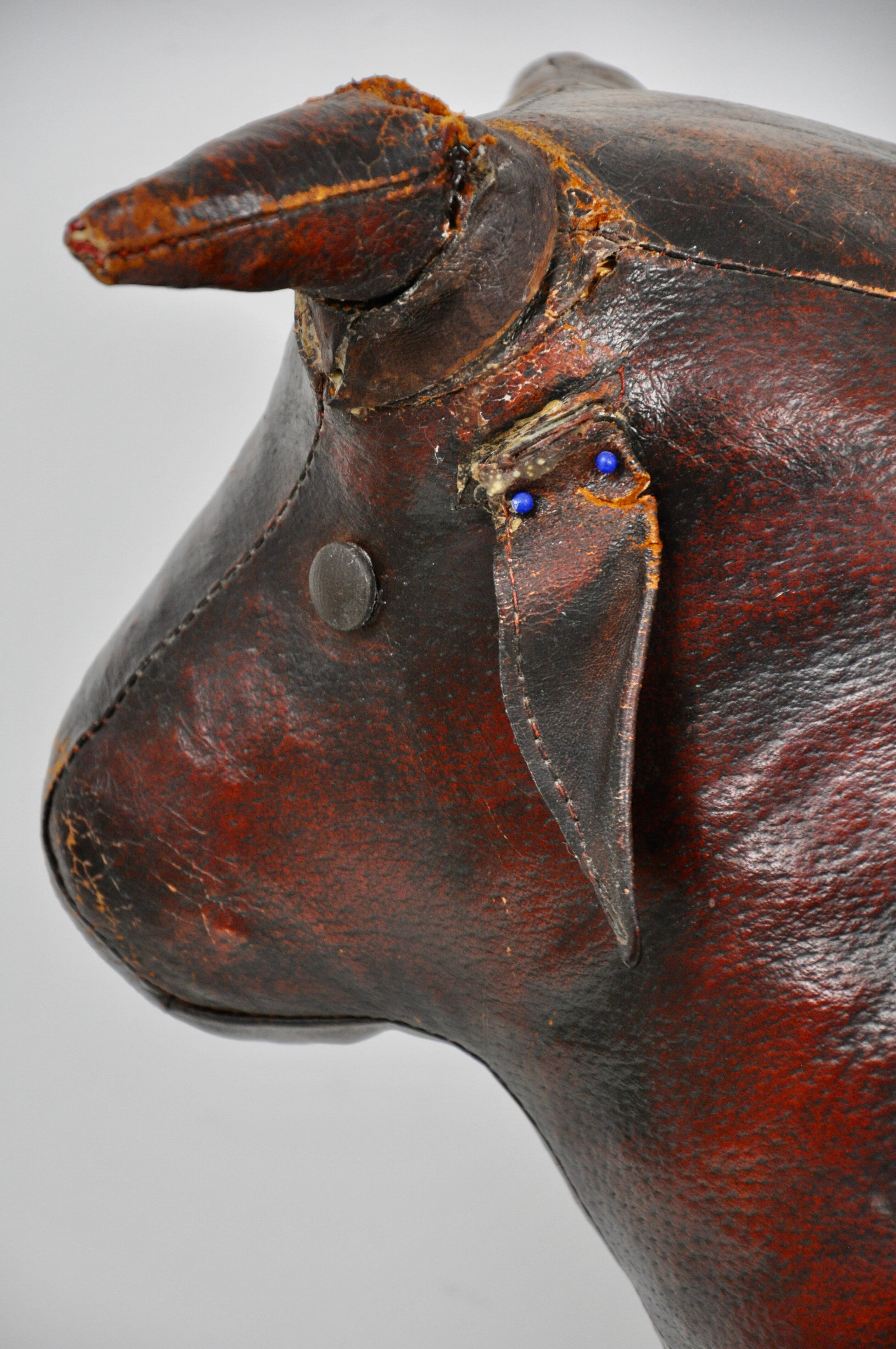 Leather bull stool by Dimitri Omersa, 1960s