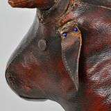 Leather bull stool by Dimitri Omersa, 1960s