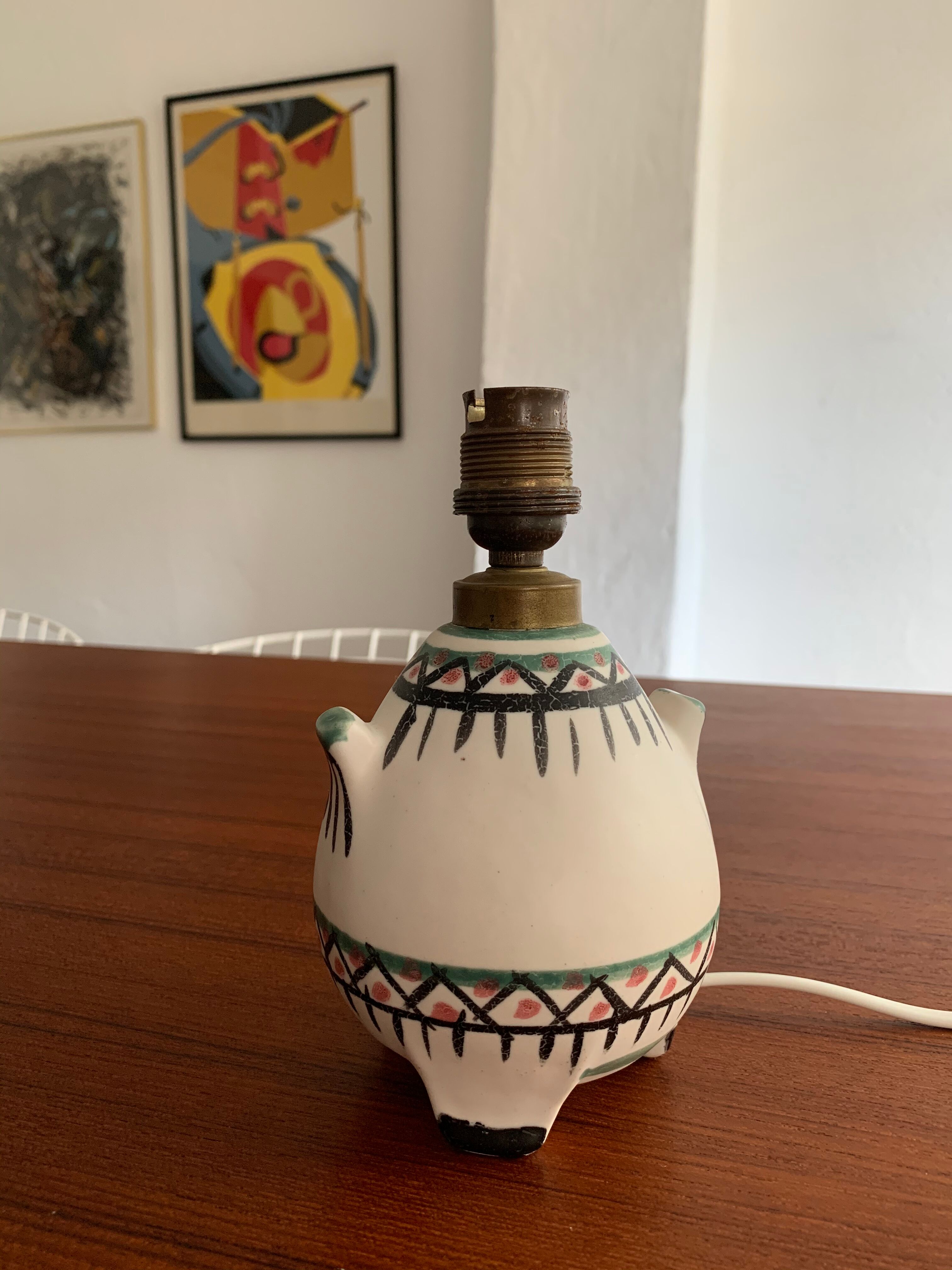 Vintage ceramic tripod lamp foot