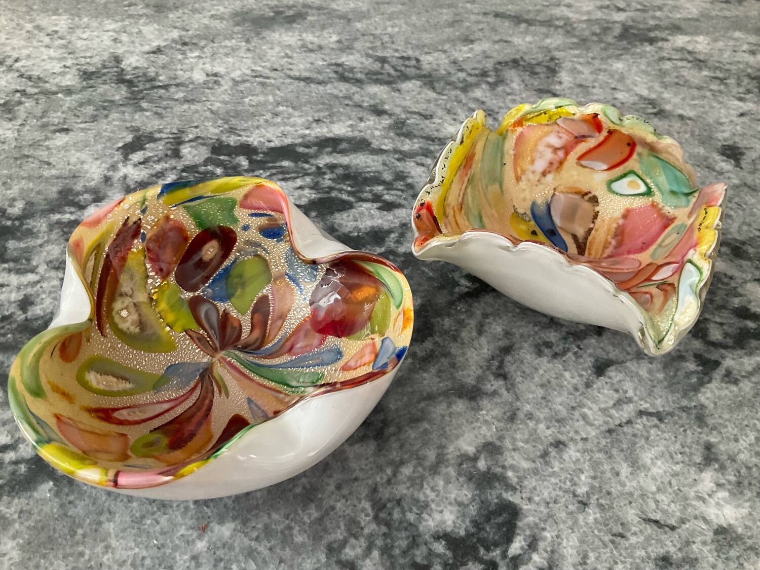 Pair of vintage Murano glass pocket trays