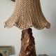 Lampe de table en bois sculpté et corde vintage