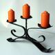 Handmade wrought iron candle holder, 3 arms, vintage