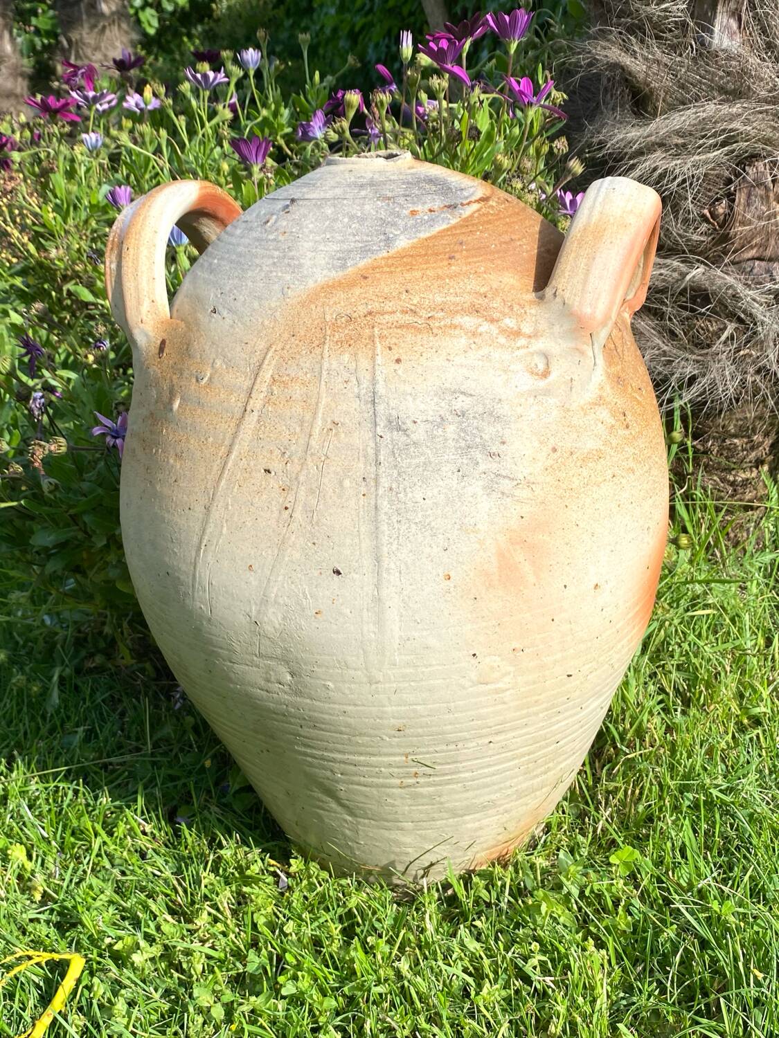 Large old vinegar jar in glazed stoneware