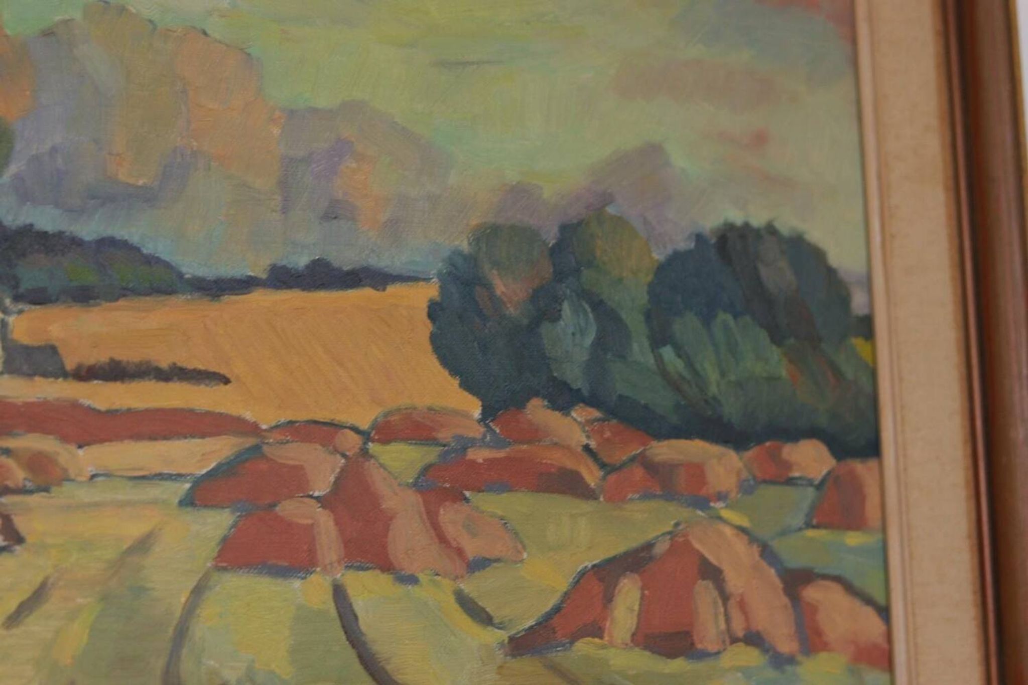 Huile sur toile originale suédoise – “Landskap” – Vintage et encadrée