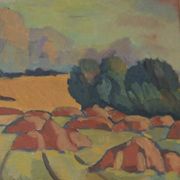 Huile sur toile originale suédoise – “Landskap” – Vintage et encadrée