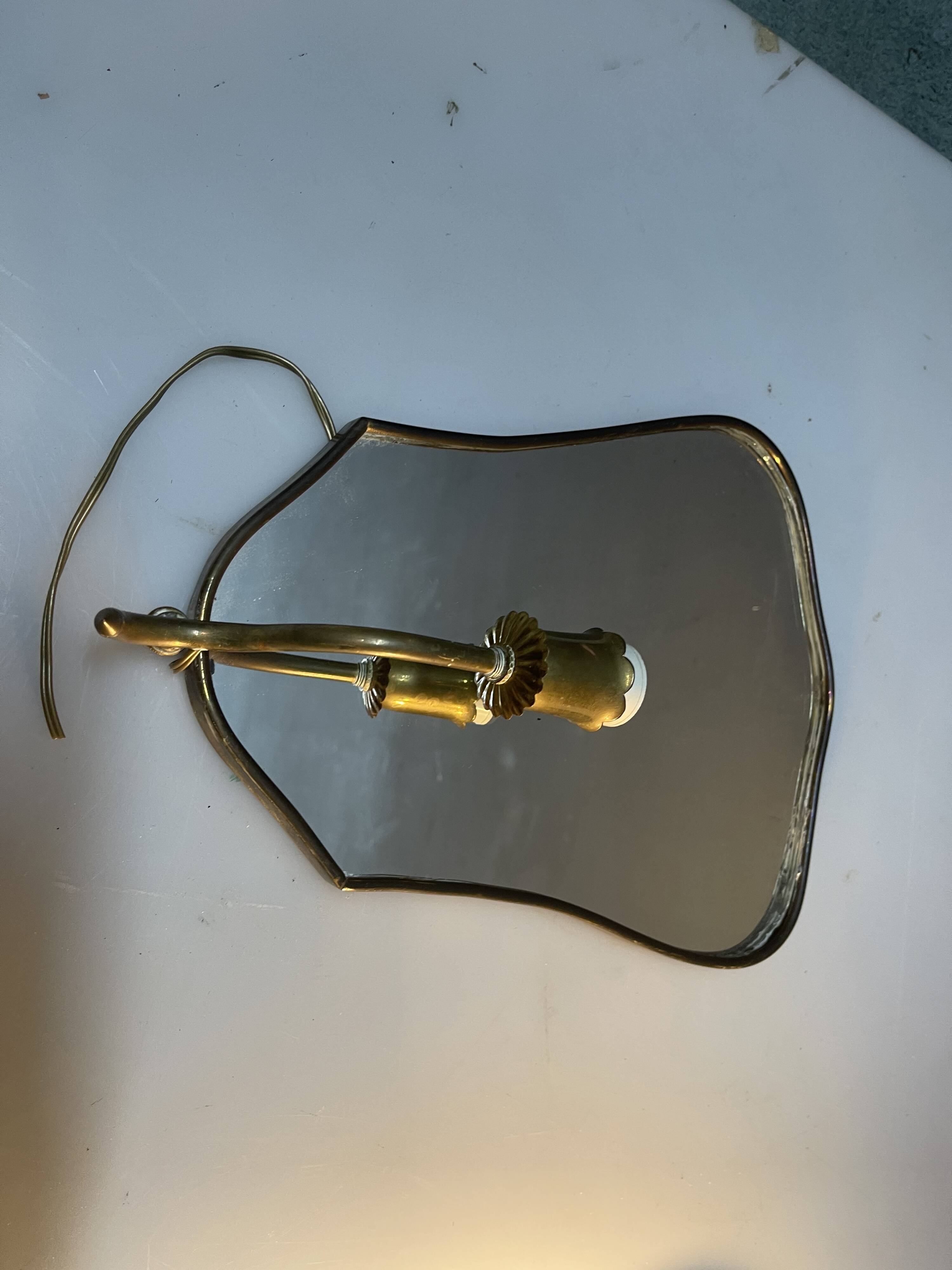Art Deco Brass Mirrored Sconces Set of 2 1950’s