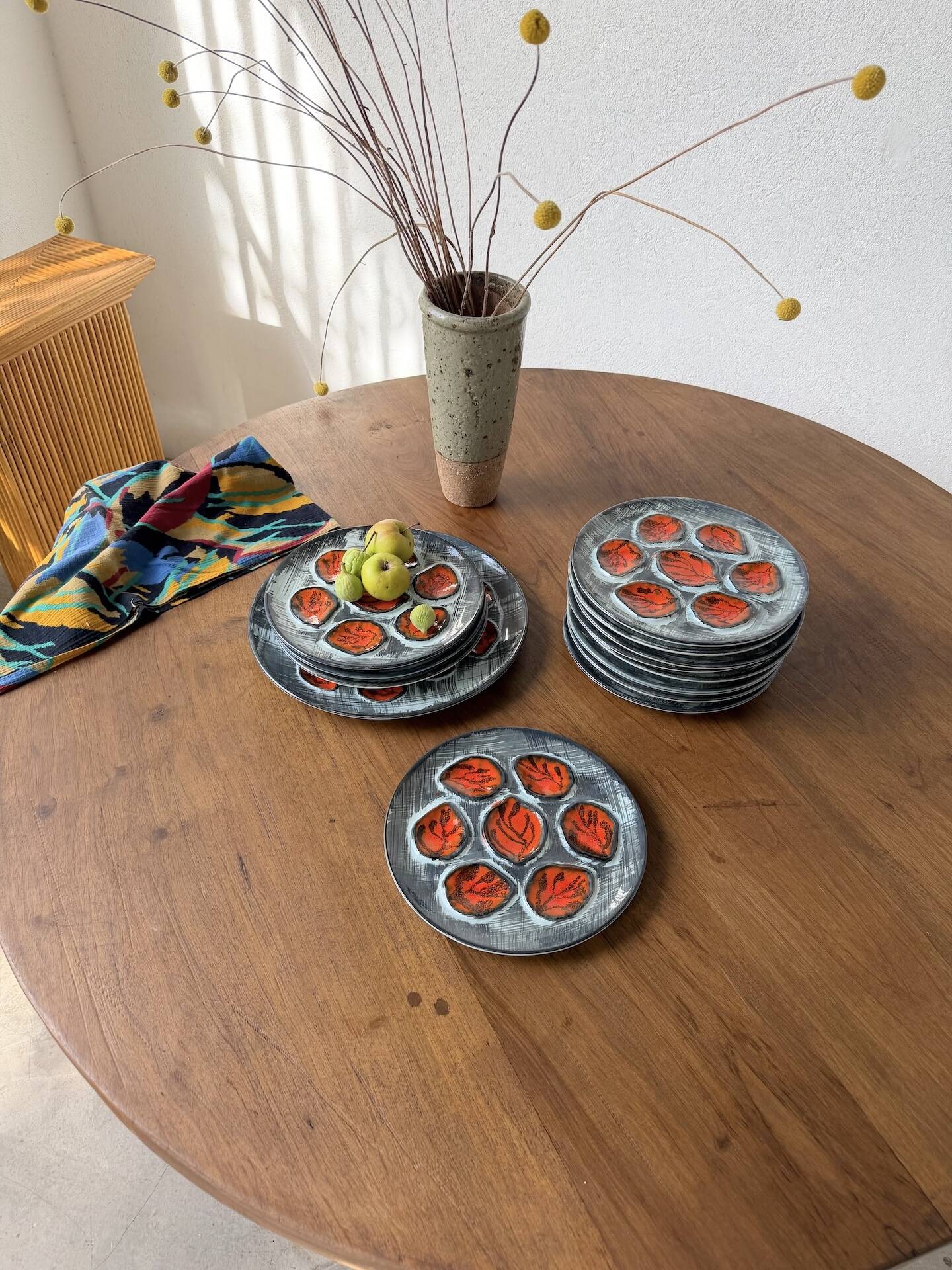 Oyster service Pornic 13 pieces from the 1950s