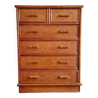 Woven Wicker Chest of Drawers