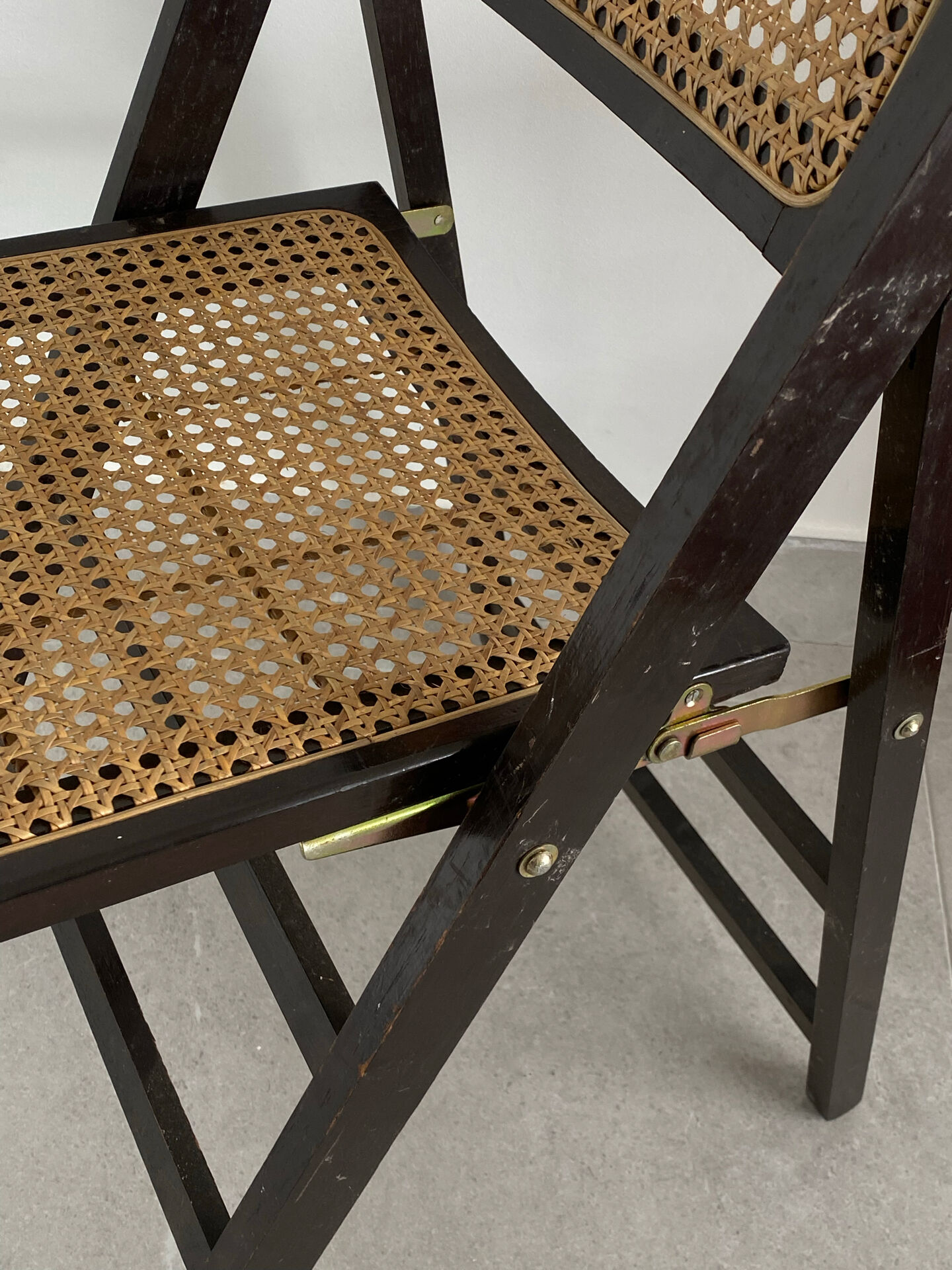 3 mid century modern rattan foldable chairs