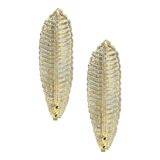 Venetian Gold Graniglia Leaf Murano Glass Wall Sconces – Set of Two