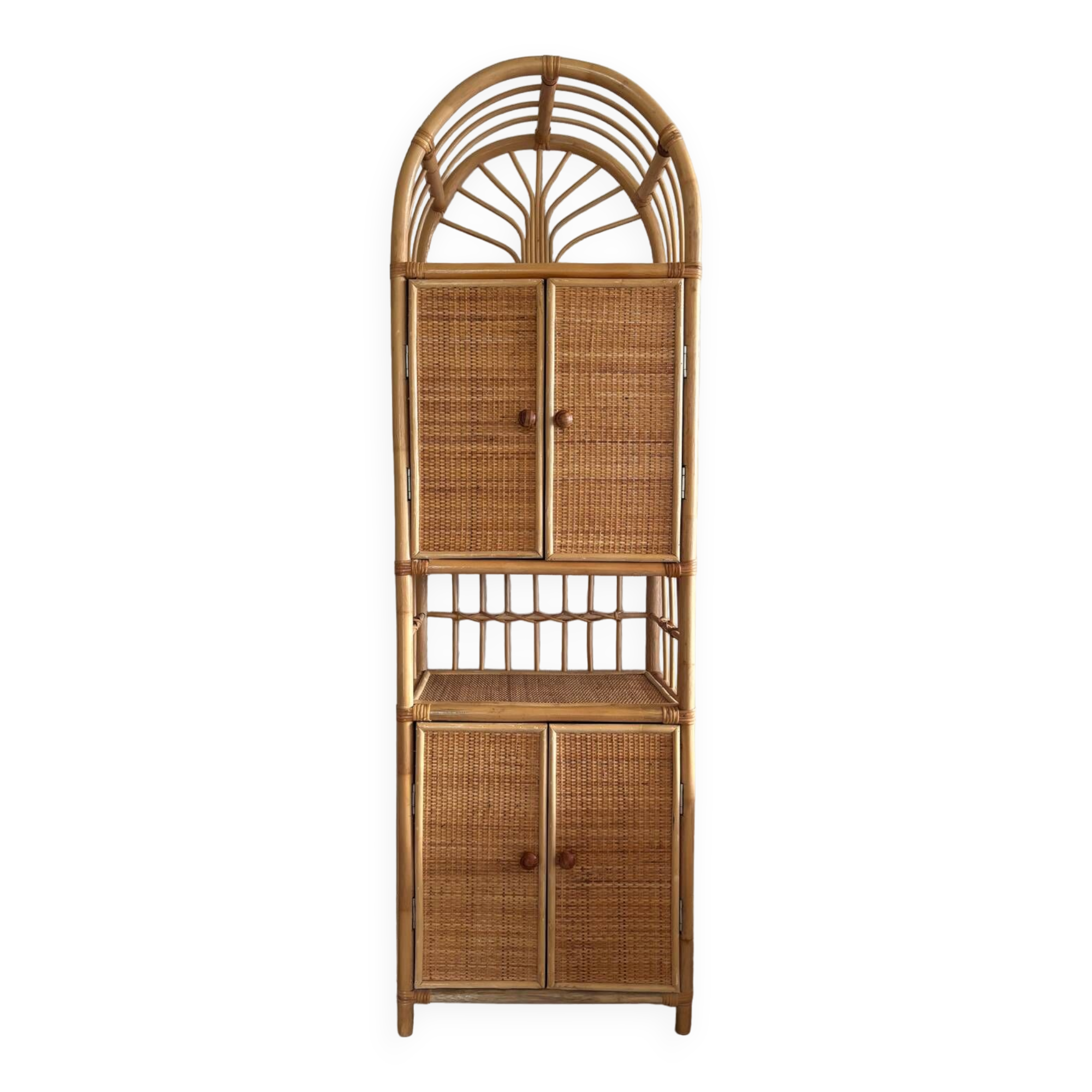 Storage unit, rattan bookcase, 1970