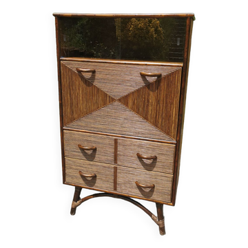 Vintage bamboo bar cabinet