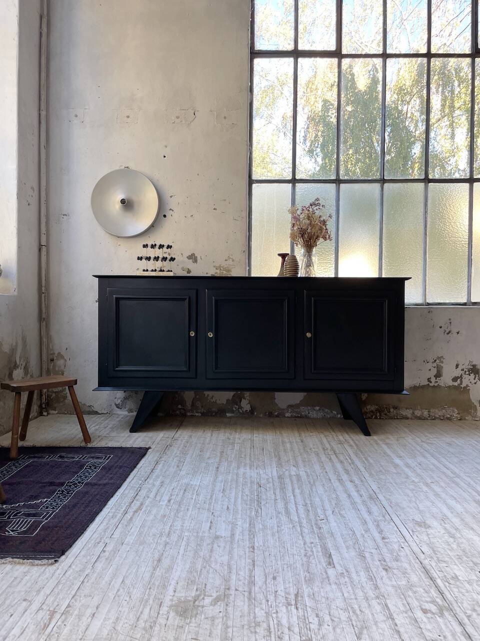 60s brutalist black sideboard