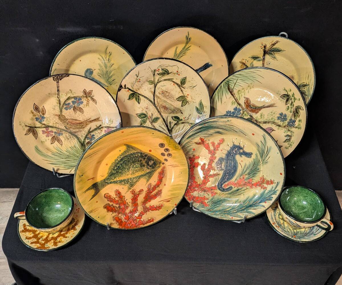 Ensemble de 10 pièces en faïence catalane Eusebio Costa Díaz vers 1950