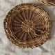 Woven wicker basket, vintage rod holder