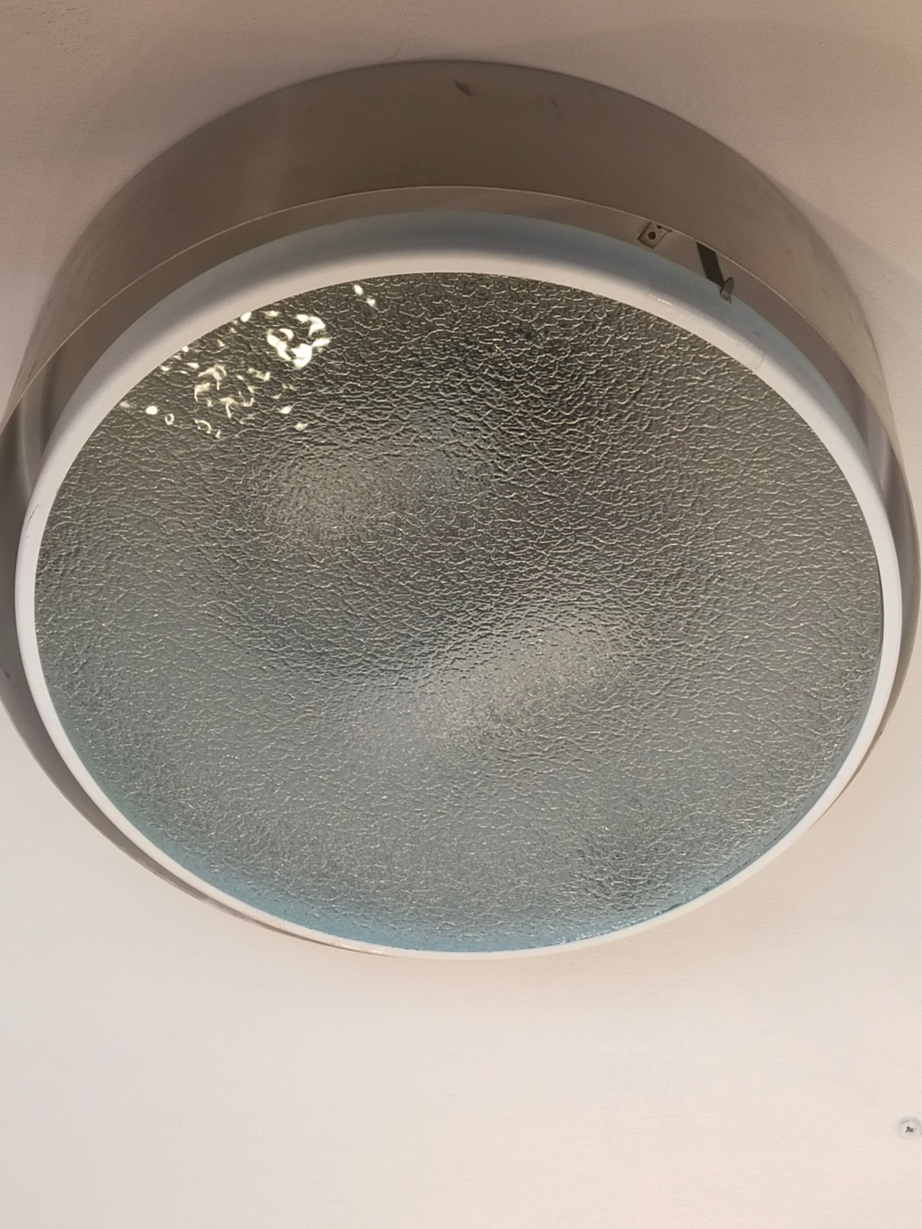 Glass and aluminum ceiling lamp, 1960