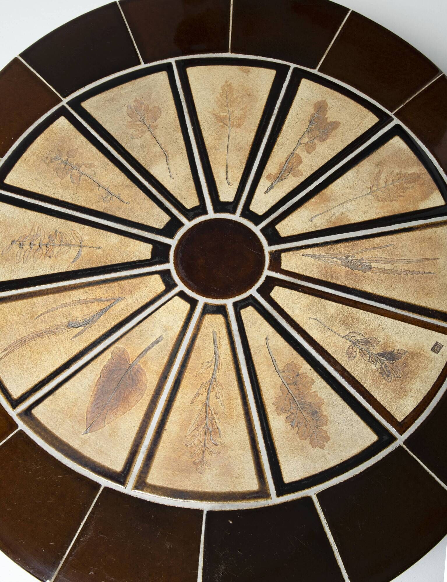 Glazed ceramic coffee table Herbarium model by Roger Capron in Vallauris, France 1970s