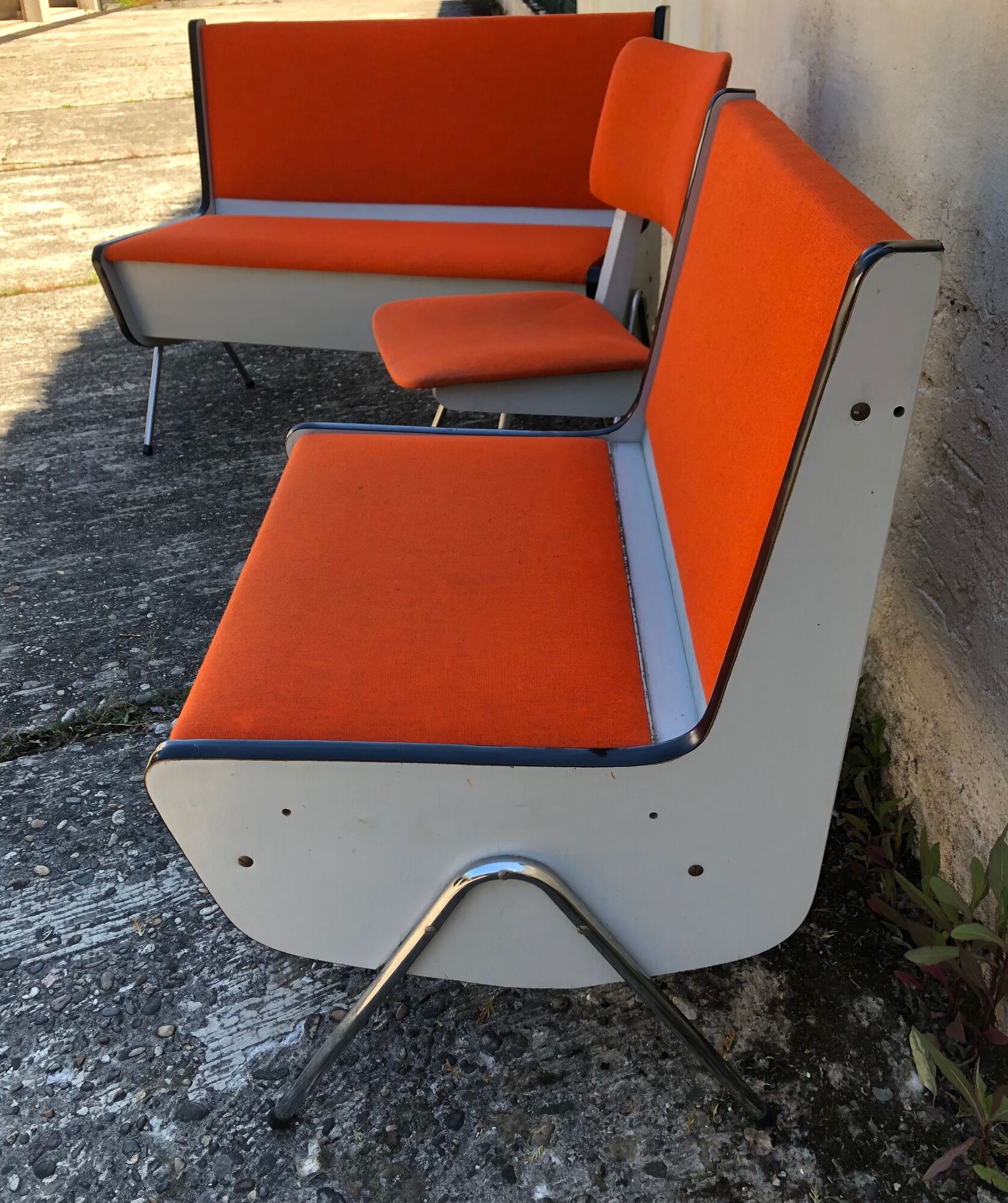 Bench 1 place orange trunk in vintage Skaï 60s/70s