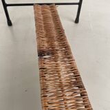 Woven wicker and metal coffee table 1960