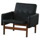 Oak and leather armchair, created by Jørgen Bækmark for FDB Møbler, Denmark, 1960s.