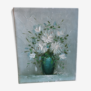 Peinture sur toile bouquet de fleurs blanches