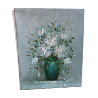 Painting on canvas bouquet of white flowers
