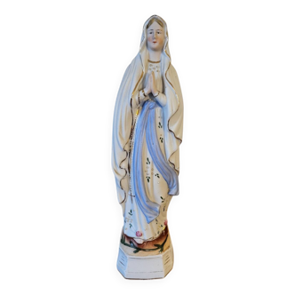 Religious Statuette of the Virgin Mary in Biscuit Porcelain