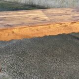 Solid oak farmhouse table, one drawer, vintage, early 20th century.