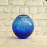 Vintage cobalt blue glass round vase