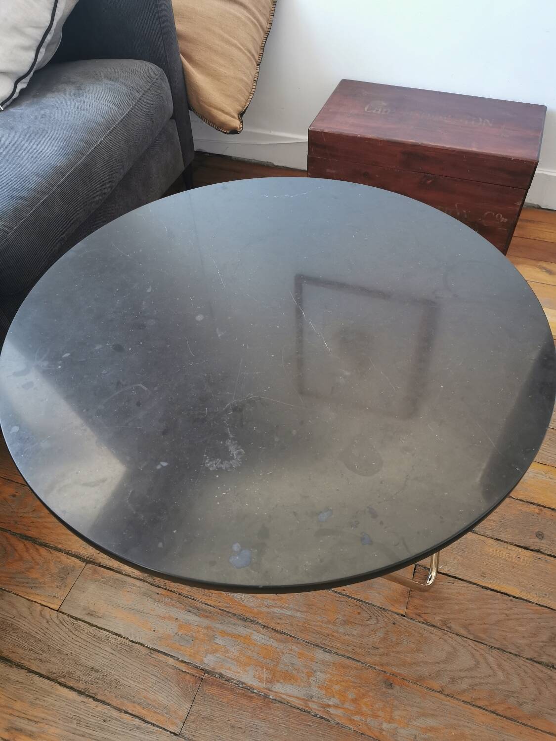 Black marble and gold metal coffee table