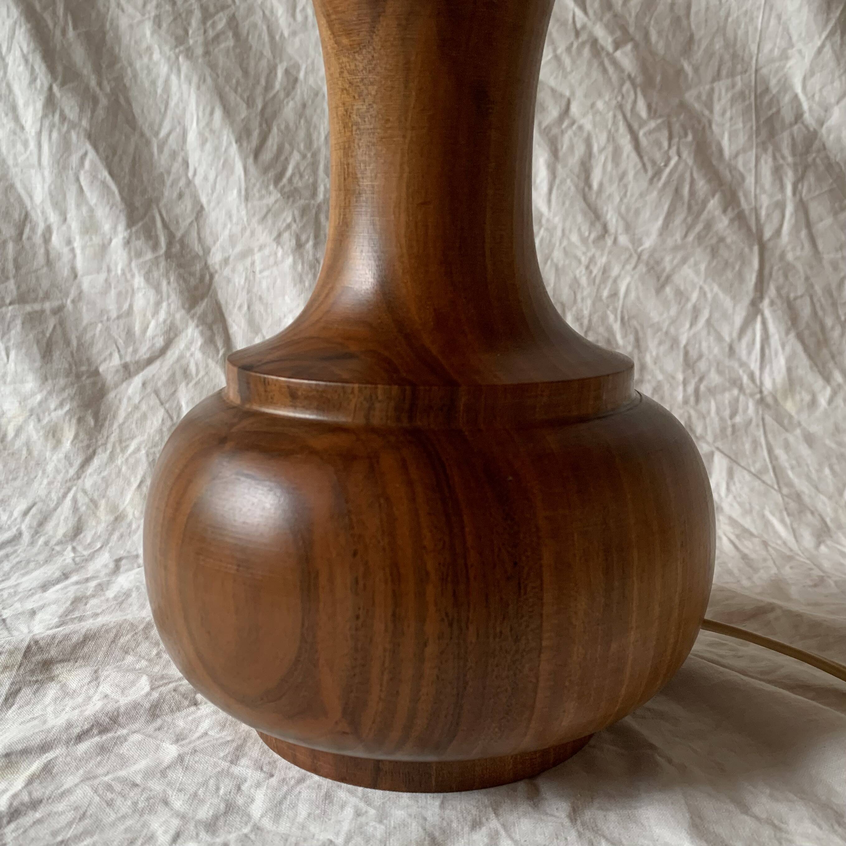 Vintage turned wood lamp base, 1970