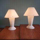 Paire de lampes champignon Peill & Putzler en opaline blanche