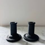 Brutalist cast iron candlestick holders