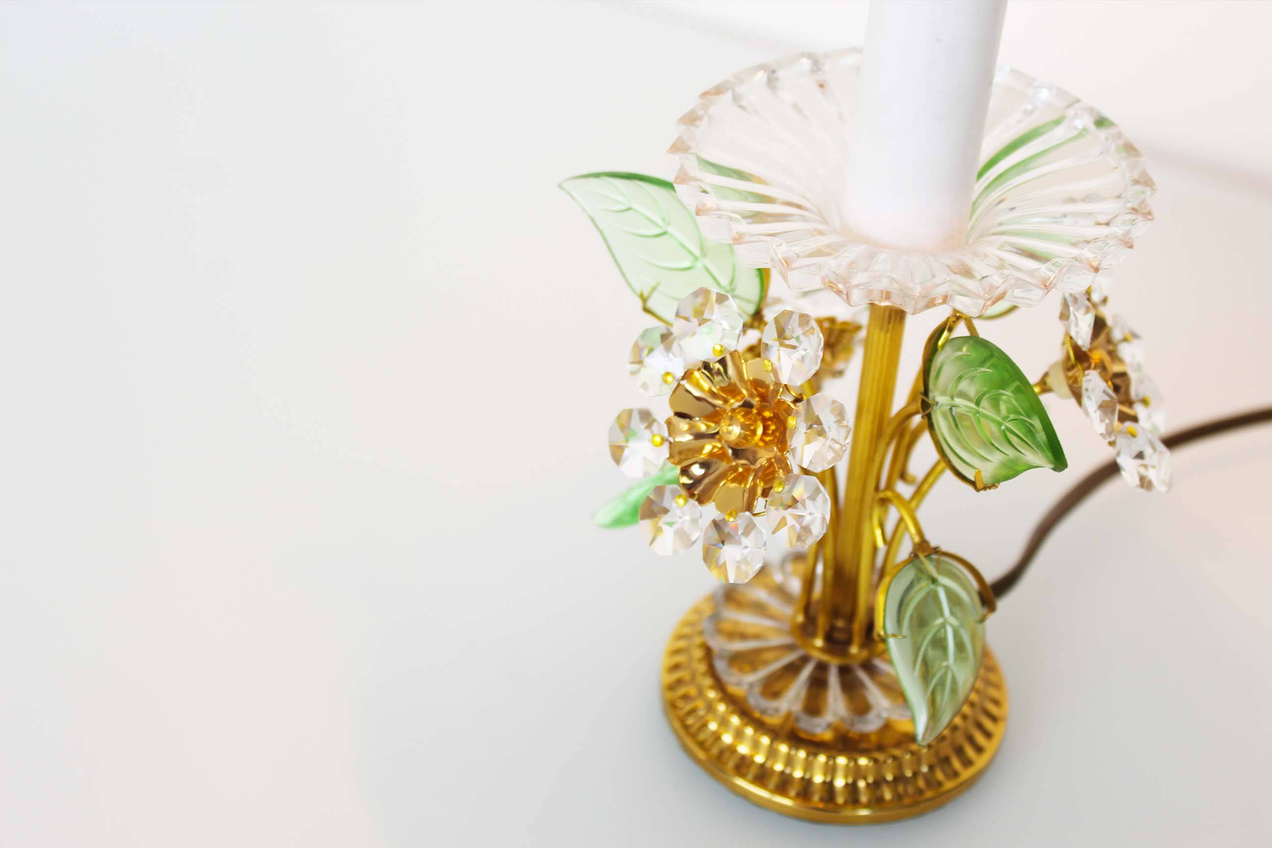 Incredible gilt and crystal Floral table lamp by Palwa