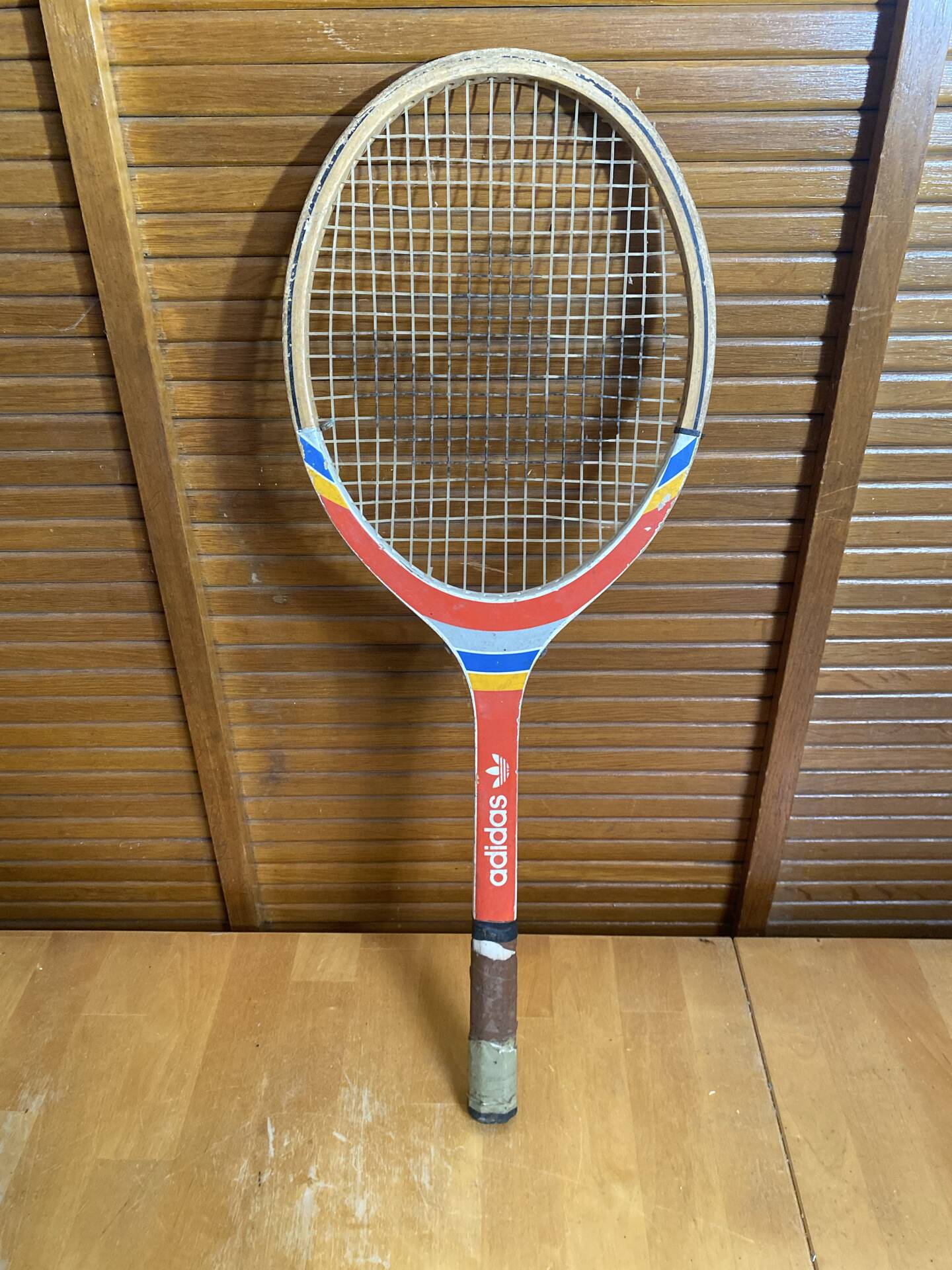 Vintage ADIDAS Cadet Wooden Tennis Racket + Sports Cover #E24