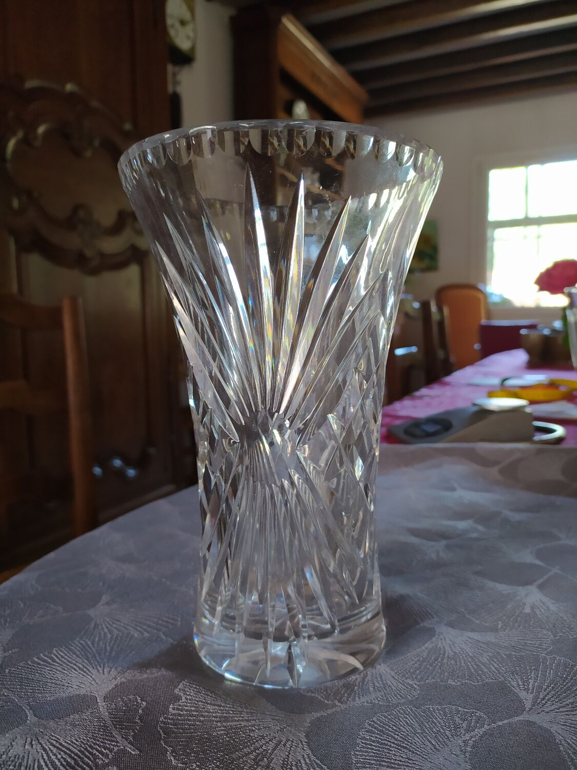 Cut glass vase