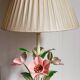 Bouquet lamp to table in vintage painted sheet vinyl lampshade