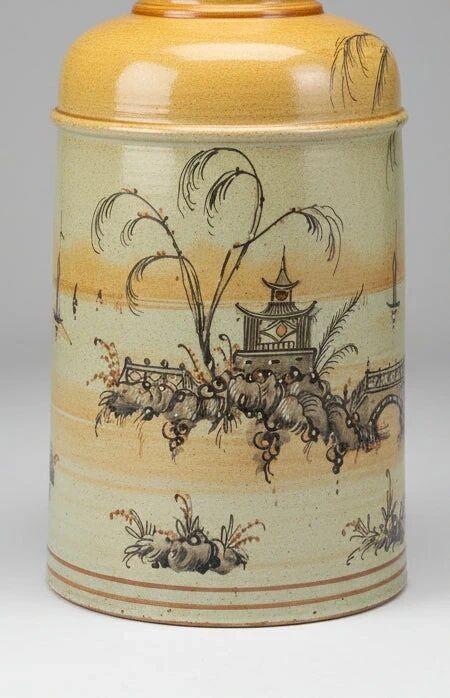Italian ceramic lamp signed M Vanni Firenze with Orientalist decoration.
