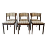 Ensemble de 6 chaises en bois et tweed 1970