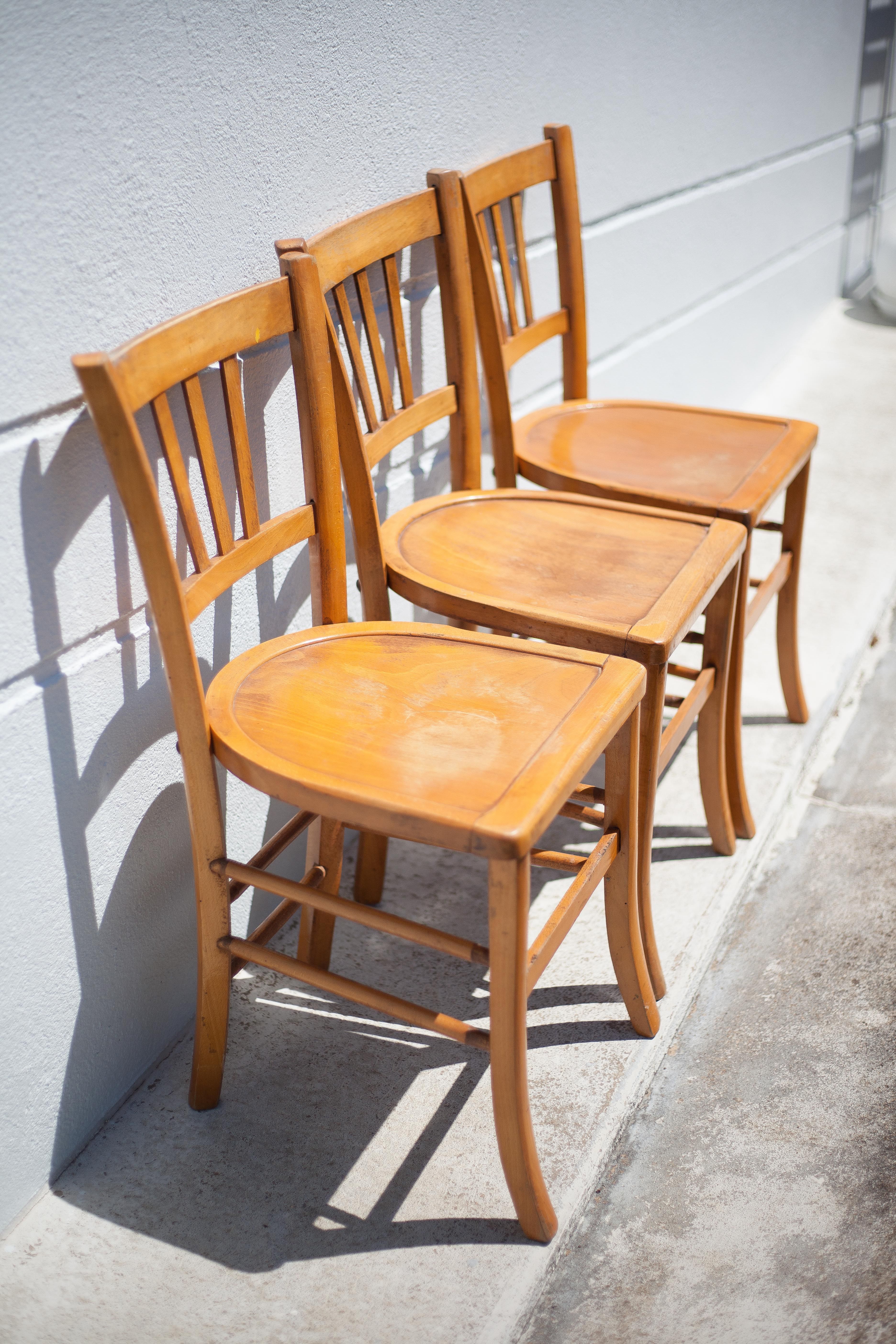 Set of 3 vintage wooden chairs by Luterma, 1960s
