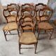 Set of 7 antique chairs canning and wood 1900s