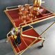 Vintage rolling dessert in gold metal (bar on wheels)