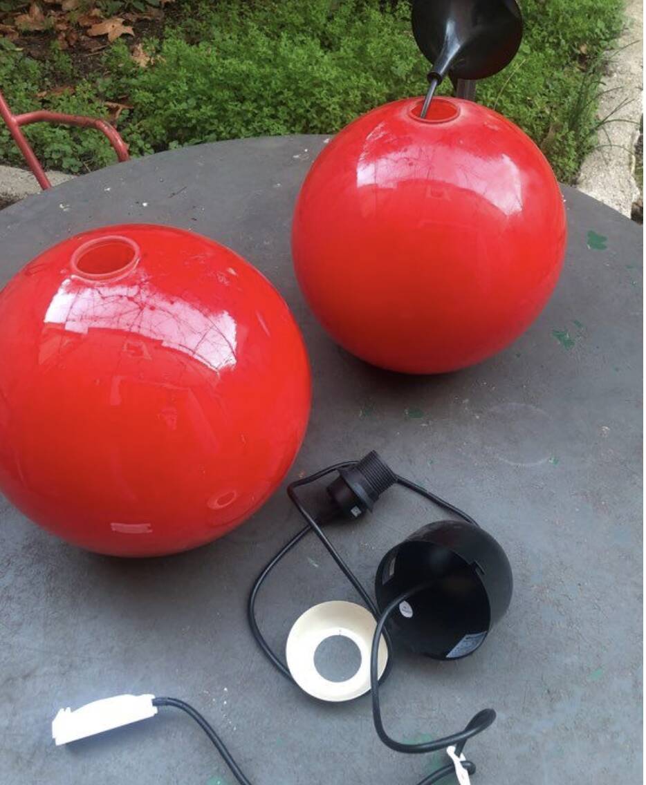 Suspension in red opaline, 1970s