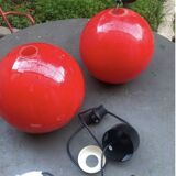Red opaline pendant light, 1970s