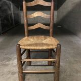 4 Charles Dudouyt style wooden and straw chairs