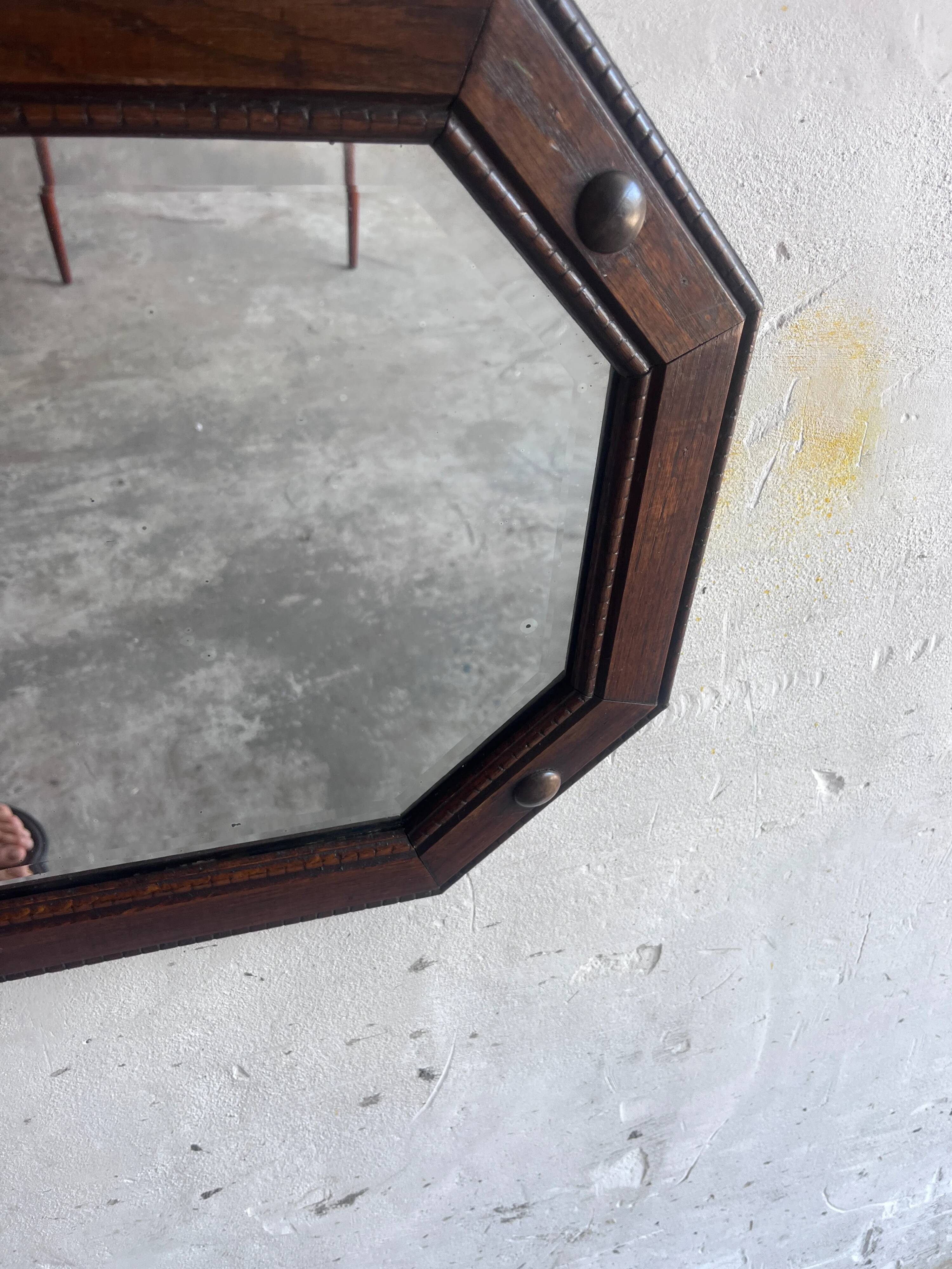 Miroir mural octogonal anglais Arts & Crafts / Art déco, 1920s–1930s