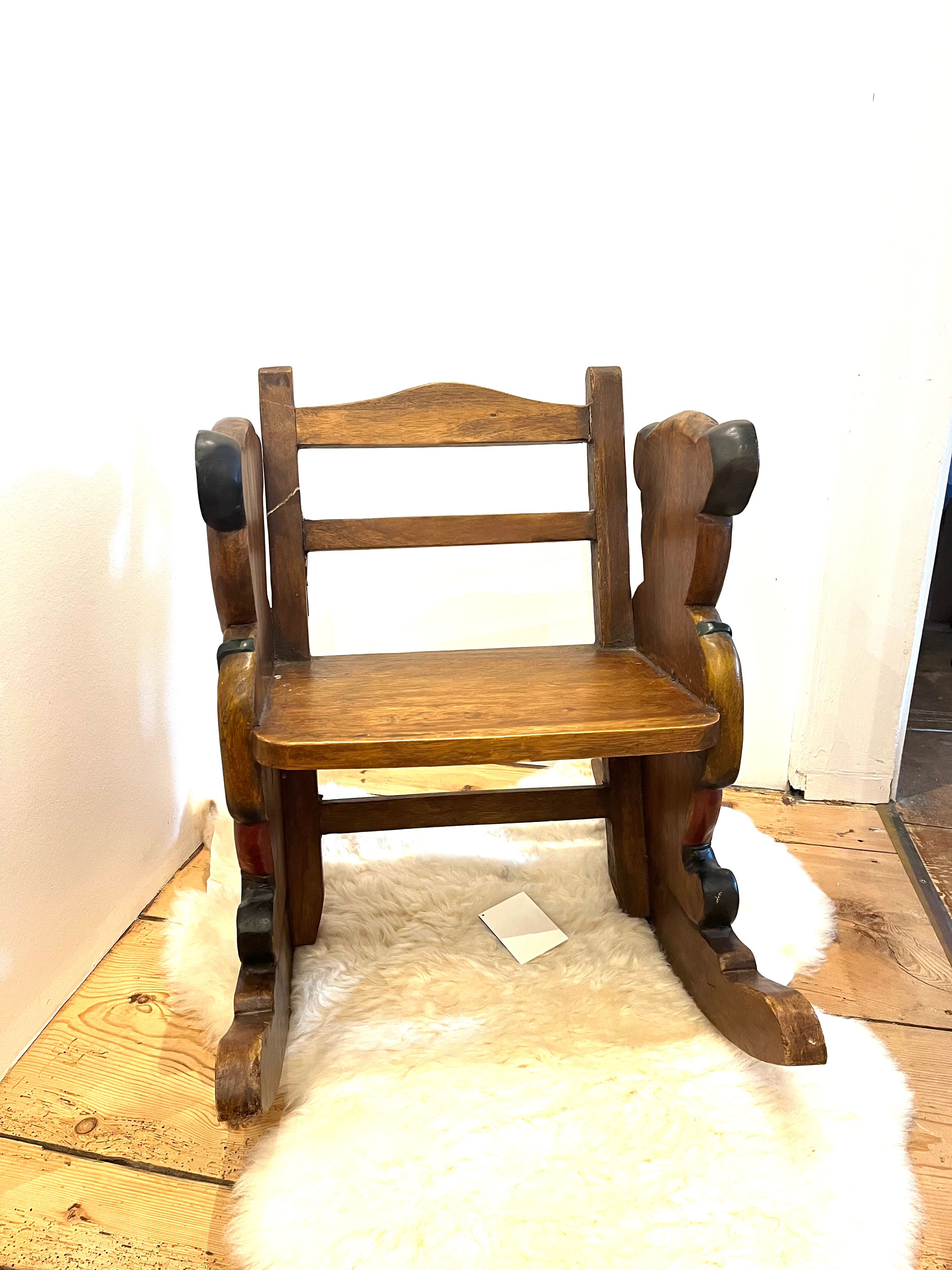 Wooden rocking chair - teddy bear