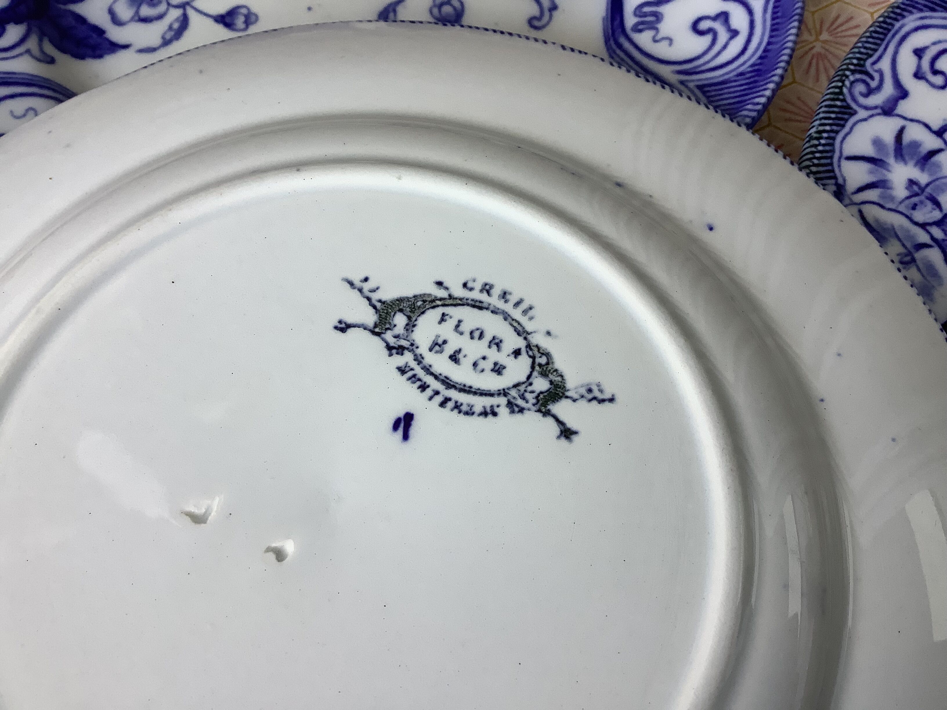 Creil & Montereau plates model Flora XIXth - Terre de fer