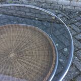 Glass and wicker coffee table